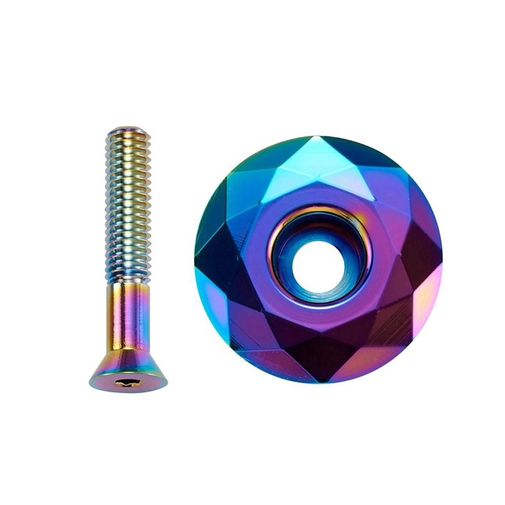 MTB Bicycle Top Tube Cap Screw Headset Cover Stem Spacers Mountain Bike Parts headset cap Aluminum alloy Rainbow Color: multicolor