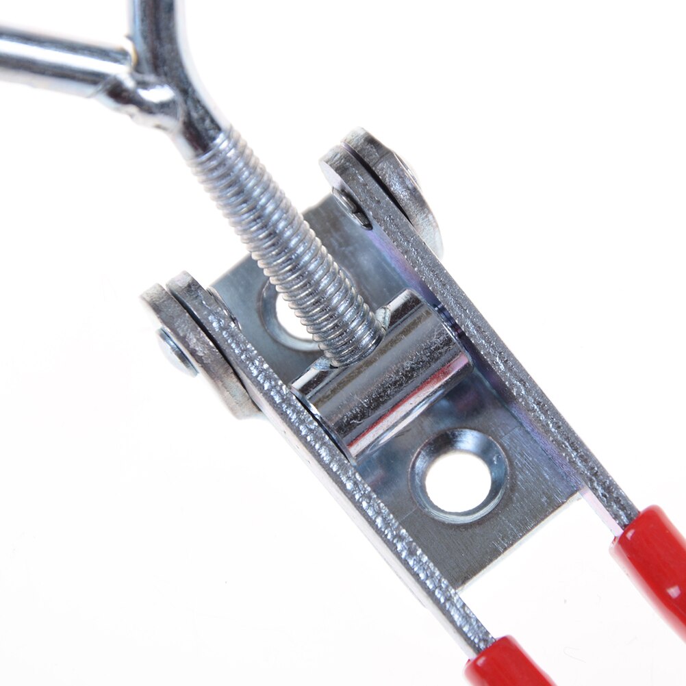 1Pcs Silver+Red Adjustable Toggle Latch Catch Hasp Cabinet Boxes Lever Handle Clamp Hasp Toggle Latch Catch Lock