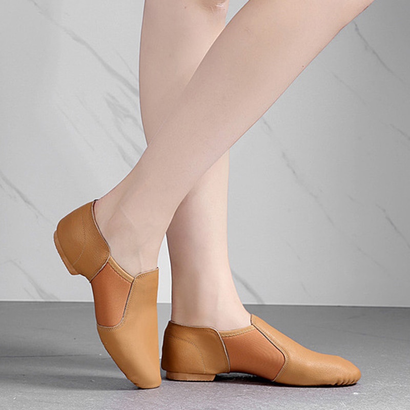 Læder slip-on elastiske sko alle størrelser voksne børn splitsål jazz sko