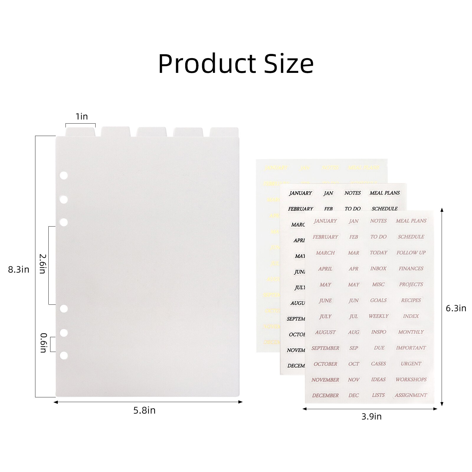 Frosted Top Tab A5 Binder Index Dividers 6 Ring Transparent Planner Journal Notebook Page Separators Index Separator Dashboard