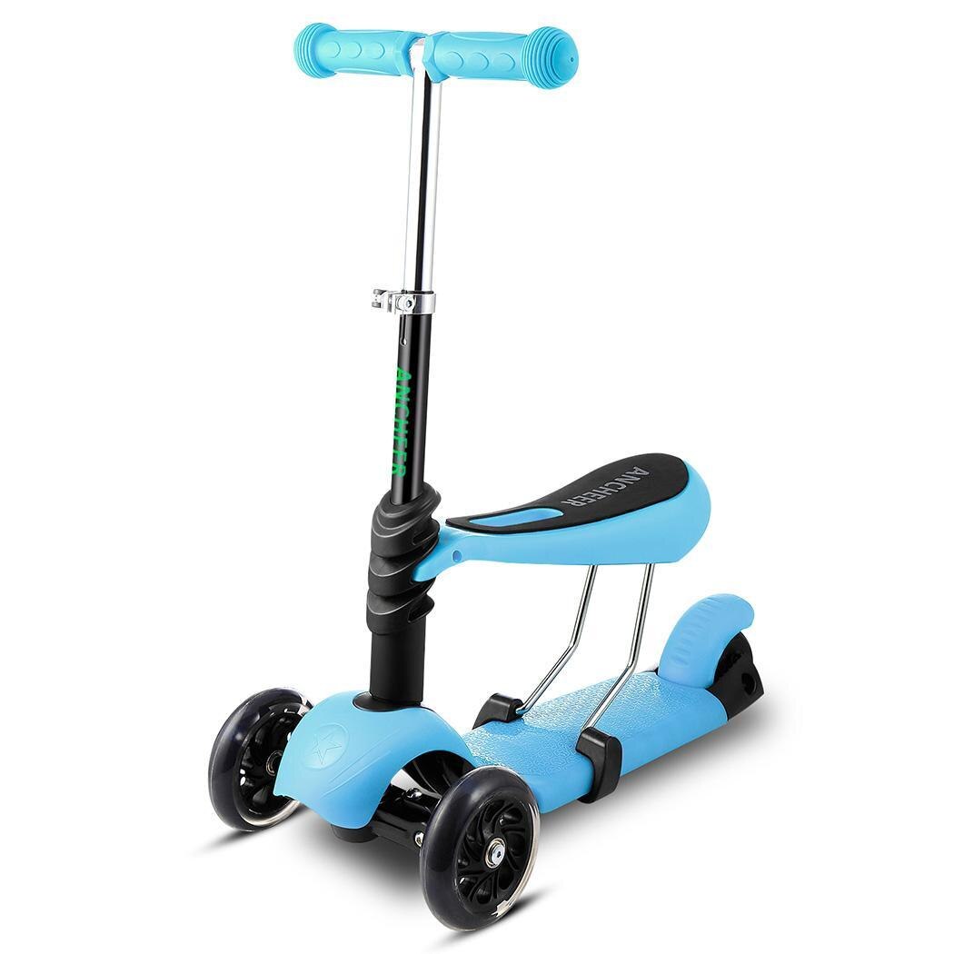 3-Wheel Children Scooters Kick Scooter With Seat Adjustable Height Kids Scooter Bike with LED Light Up Wheels kids skateboard