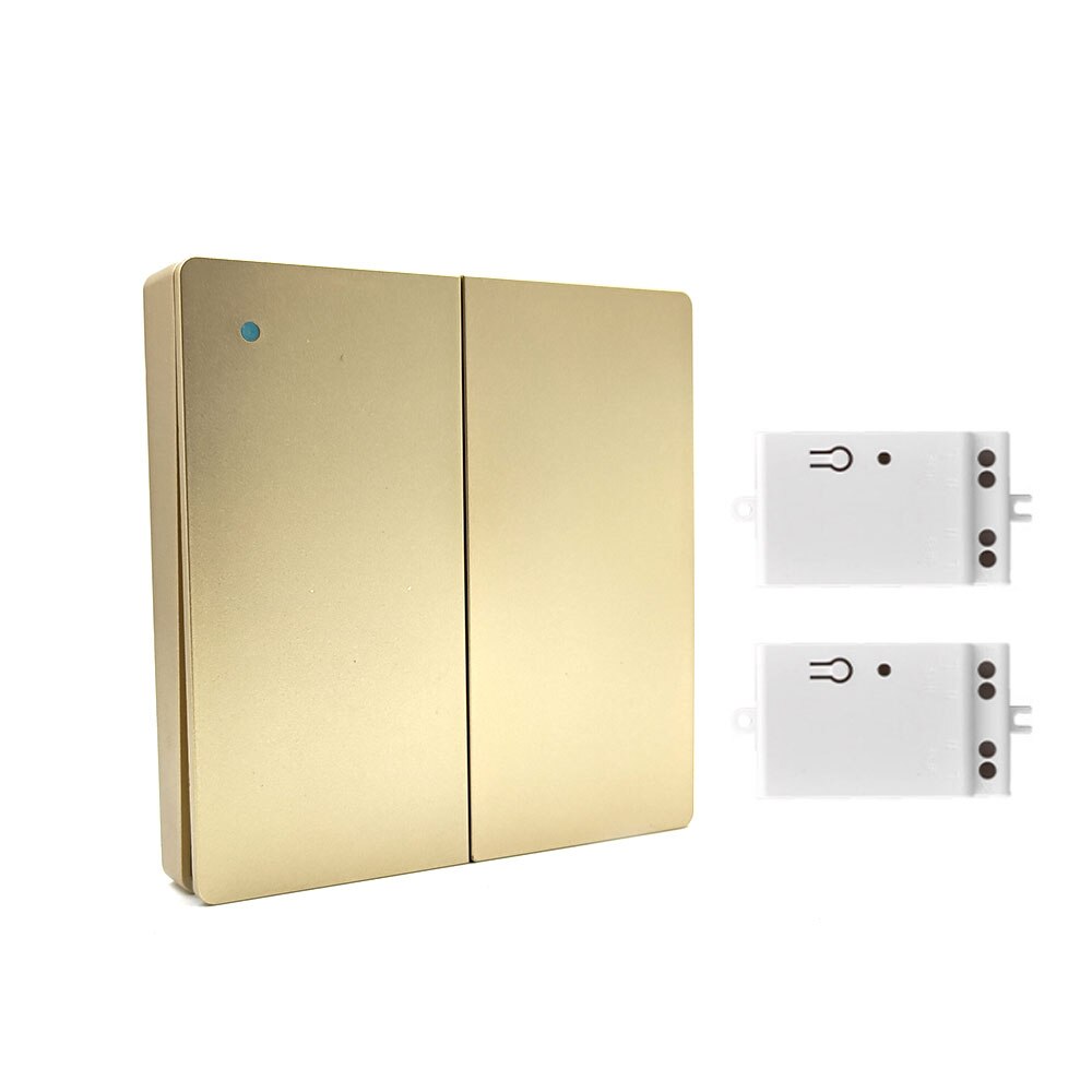RF433 Wireless Wall Light Switch Self-Powered Remote Control No Battery No Wire IP54 Waterproof Indoor Outdoor switc: Golden 1-2