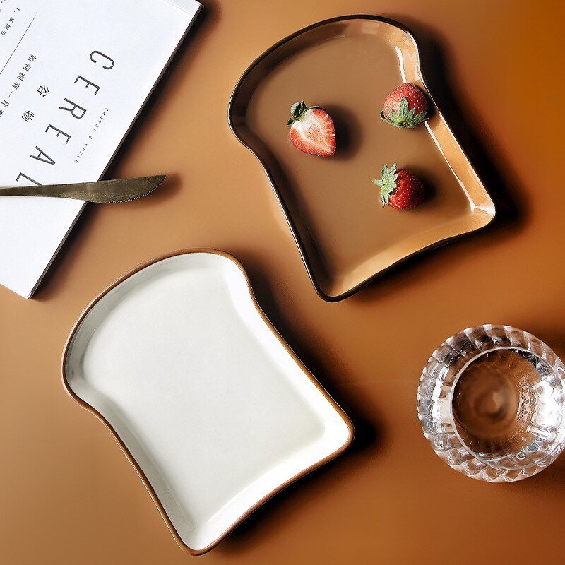 Assiette à pain en céramique, assiette à Dessert aux fruits, plat de petit déjeuner solide, décorations de cuisine créatives et lisses polyvalentes