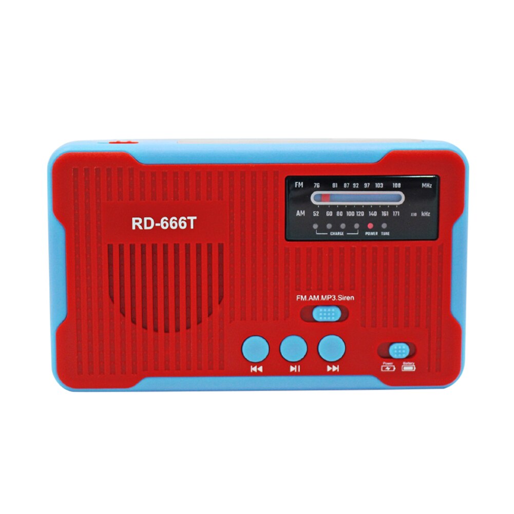 Hand Crank Emergency Solar Powered Radio 2000mAh Phone Charger Camping Flashlight AM/FM/NOAA Weather Dynamo Generator: Red