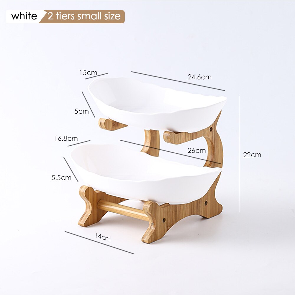 Plates dinnerware kitchen Fruit bowl with floors Luxury serving snack Table plates serve dessert trays wooden Tableware Dishes: 1 Set A1