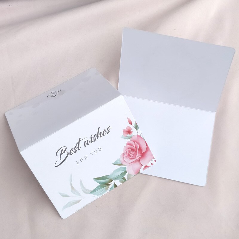 50/100 stk blomster plante foldetype lykønskningskort takkekort bryllup fødselsdagsfest invitationer blomsterbutik tomme kort: Blomst bedste ønsker / 50 stk