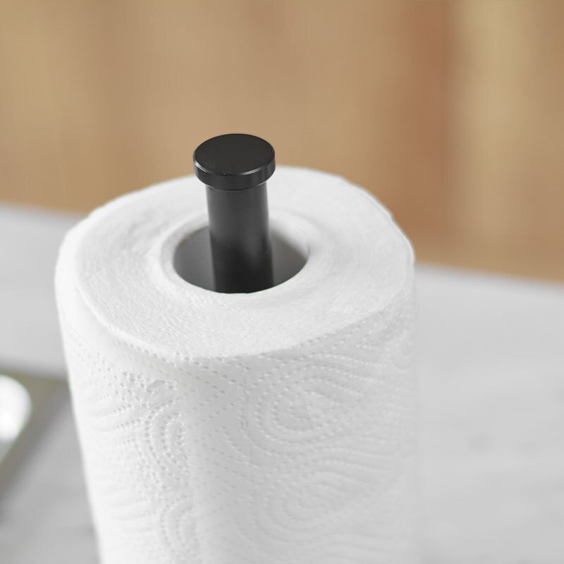 Desktop Rack Tissue Paper Holder Kitchen Roll Stainless Steel Storage Organizer Shelf Black Home Toilet Desktop Paper Holder