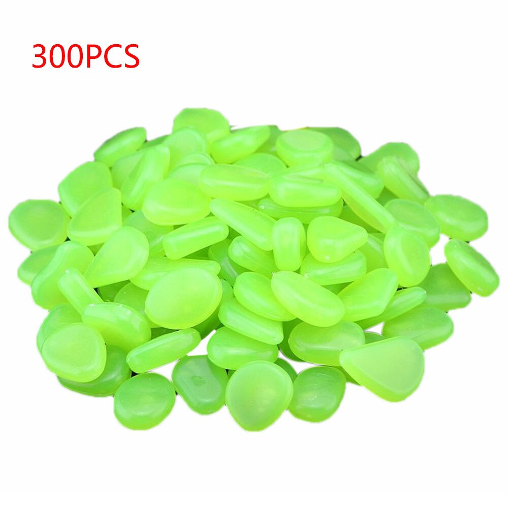 300PCS Luminous Artificial Pebbles Glow In Dark Stone Home Garden Decoration Fluorescent Artificial Stone for Aquarium Fish AD: F