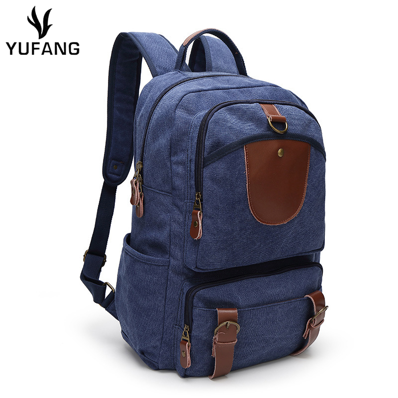 YUFANG Rugzak Grote Canvas Mannen Rugzak Preppy Styke Mannen Computer Rugzak All-Match Schooltas Voor Tiener Jongen Trendy