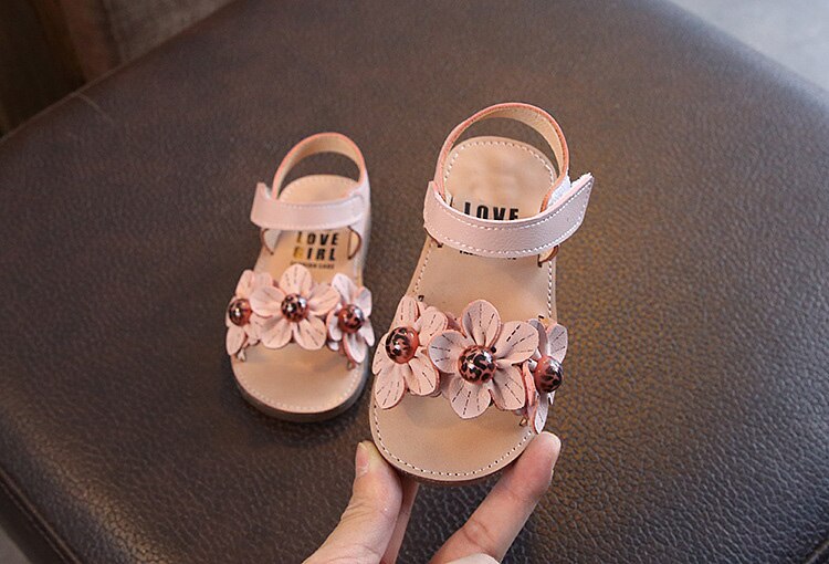 Zapatos de vestir de princesa para niñas pequeñas, sandalias de flores para niños, sandalias de playa blancas y rosas, novedad de verano 1 2 3 4 5 6 años: Pink / 27