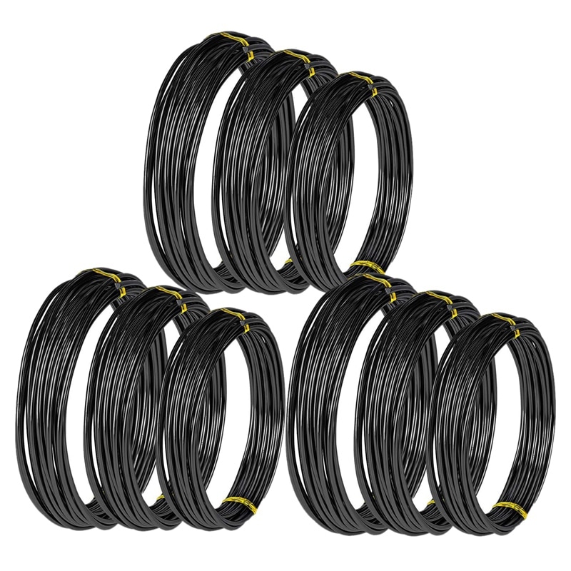 9 Rolls Bonsai Wires Anodized Aluminum Bonsai Training Wire with 3 Sizes (1.0 Mm,1.5 Mm,2.0 Mm),Total 147 Feet: Black