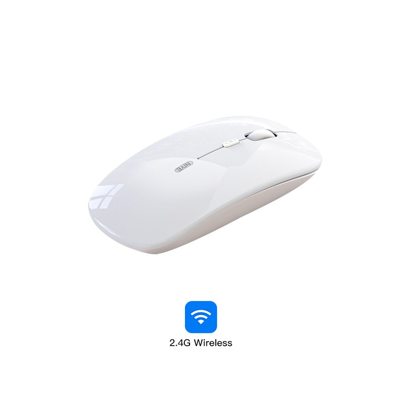 Wireless 2.4Ghz Mouse Computer Bluetooth Mouse Silent Mause Optical Ergonomic Mouse USB Rechargeable Mice For Macbook Laptop PC: 2.4G wireless white