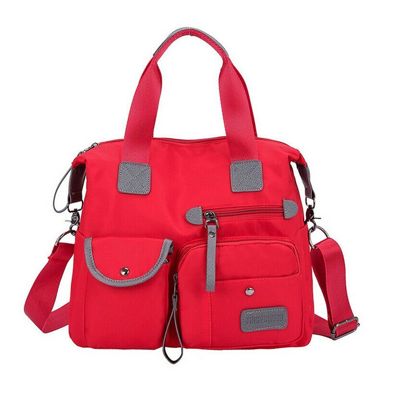 Grote dames multi pocket messenger handtassen crossbody tassen schoudertassen: Rood
