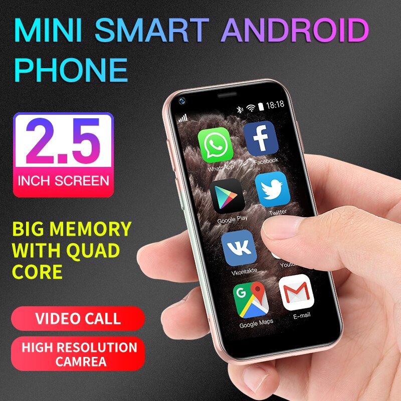 Mini téléphone portable Android 6.0, avec verre 3D, Slim, mignon, Google Play, corps du marché, caméra HD, double Sim, Quad Core, UNIWA XS11