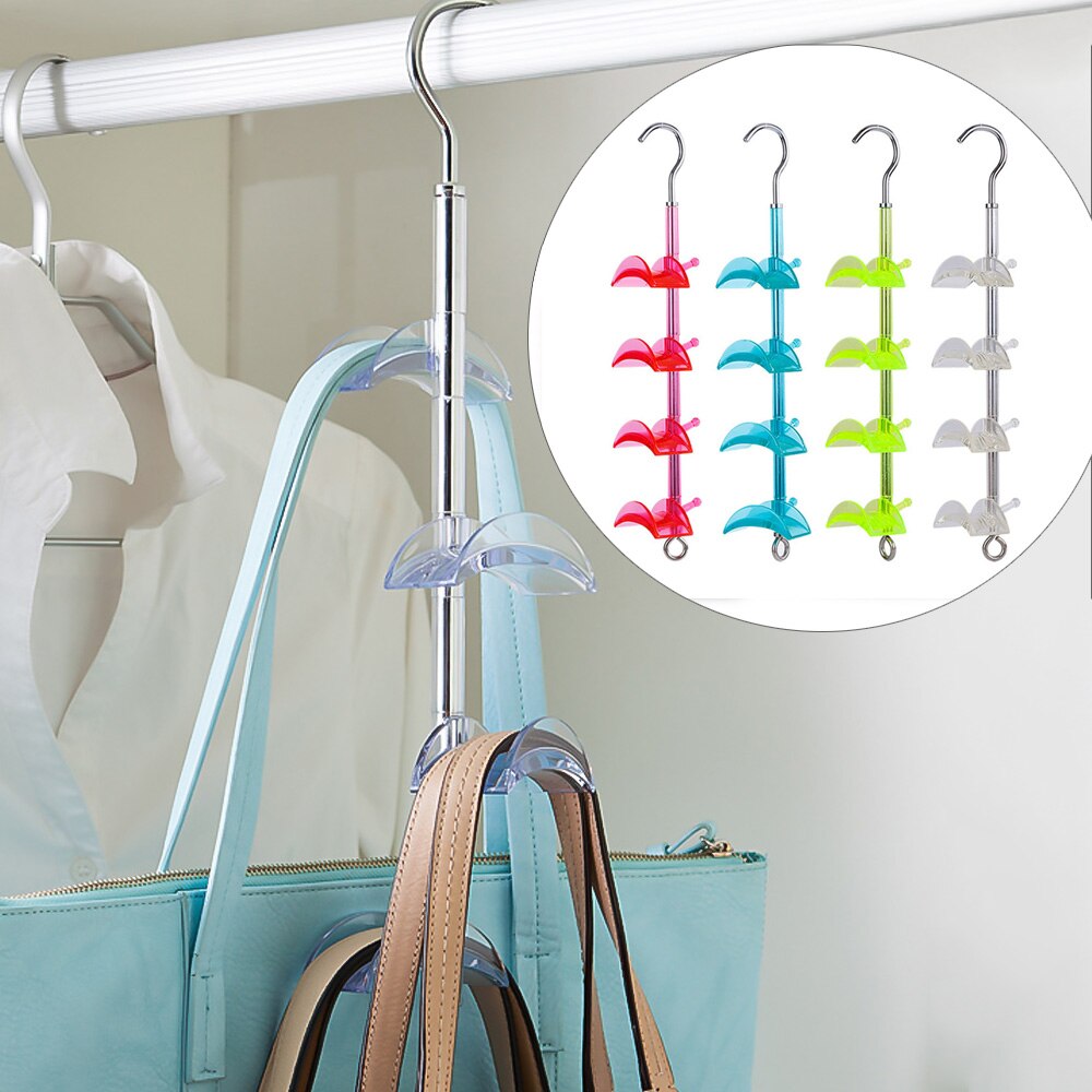 Handbag Clothes Hanger Shelf Organizer Bag Storage 4 Hooks Wardrobe Holder Hanging Rack