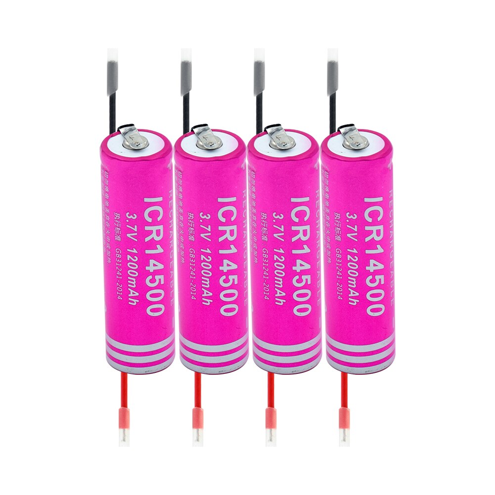 1/2/4 Pcs ICR 14500 Li-ion Lithium Battery 3.7V 1200mAh Flashlight Power Bank Radio Repalcement Battery 14500 Lithium Battery: 4 pieces