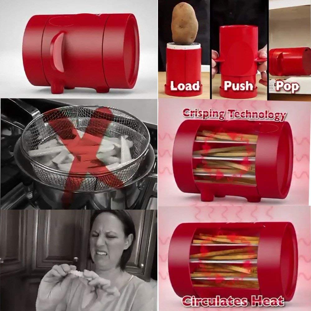 Maker Potato Slicers French Fries Maker French Fries Cutter Machine &amp; Microwave Container No Deep-Fry to Make Healthy Fries