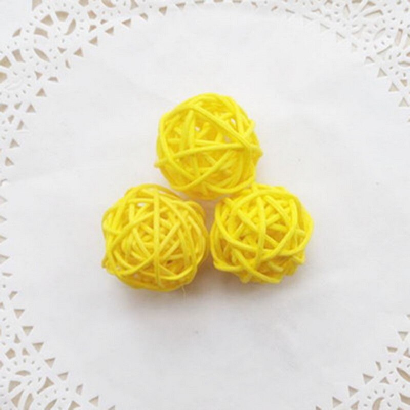 20pcs 3cm Multicolor Sepak Takraw Rattan Ball Birthday Party Decor Wedding Decorations Christmas Home Craft Ornament Baby Toys: Yellow