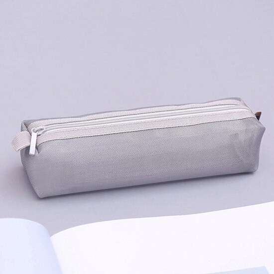 Czarny przezroczysty piórnik robić szkoły nylon piórnik siatka piórnik mały długopis szkolne artykuły papiernicze prezenty: szary