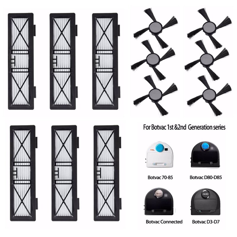 Combo Pinsel Klinge Pinsel Hepa-Filter Seite Pinsel Zubehör Ersatz Für Neato Botvac 70e 75 80 85 Staubsauger teile: 12p