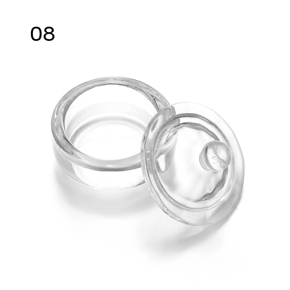 1pc acrylpoeder vloeibaar kristal glas dappendish deksel kom bekerhouder diy manicure apparatuur vrouwen nagelkunst decoratie gereedschap: 08