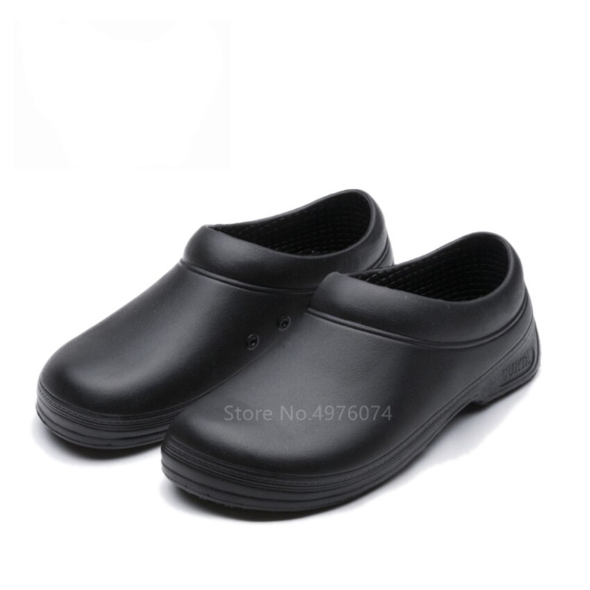 Chaussures en cuir EVA étanches à l'huile pour homme Service alimentaire, pantoufles de travail respirantes résistantes à l'huile et à l'huile pour maître noir de cuisine
