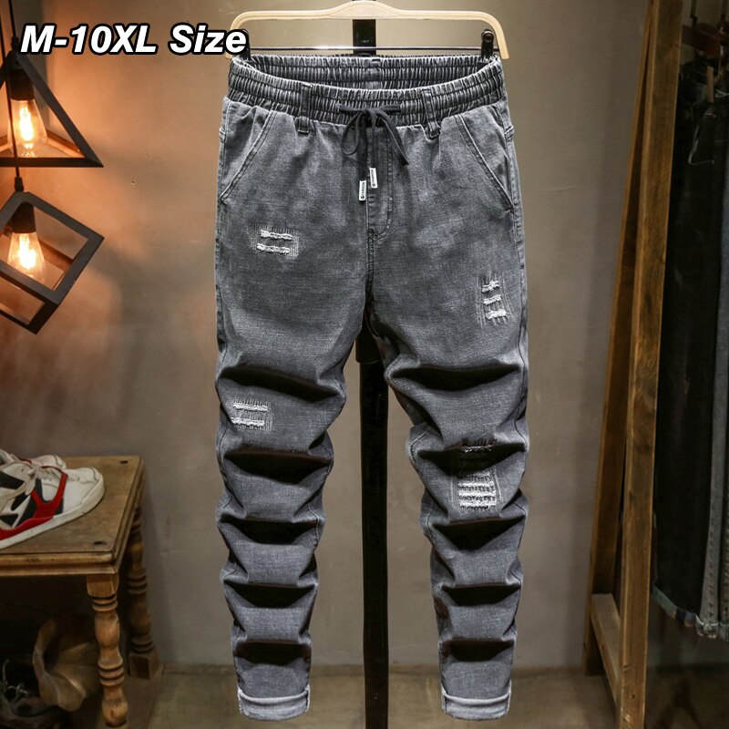 Pantalones vaqueros de talla grande para hombre, Vaqueros informales elásticos, de , a la , Harem, con bolsillos grandes, 7XL, 8XL, 9XL, 10XL