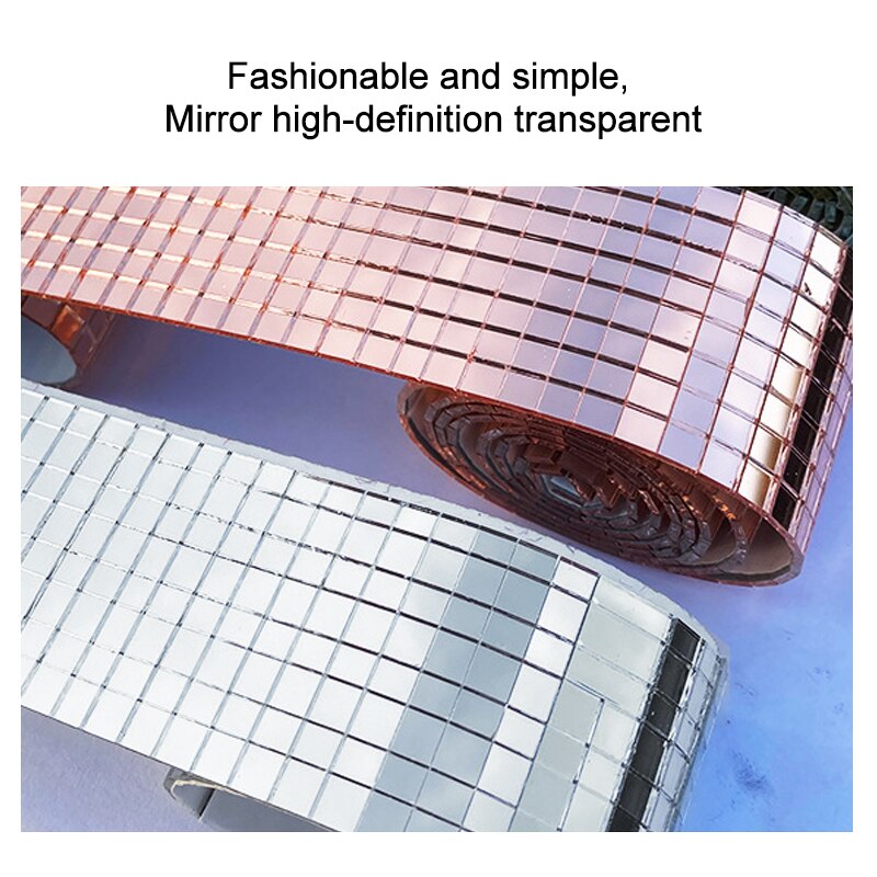 5M Roll Self-Adhesive Glass Mirrors Mosaic Tiles Wall Decals Square Round Glass Craft For DIY Handmade Crafts Home Decoration