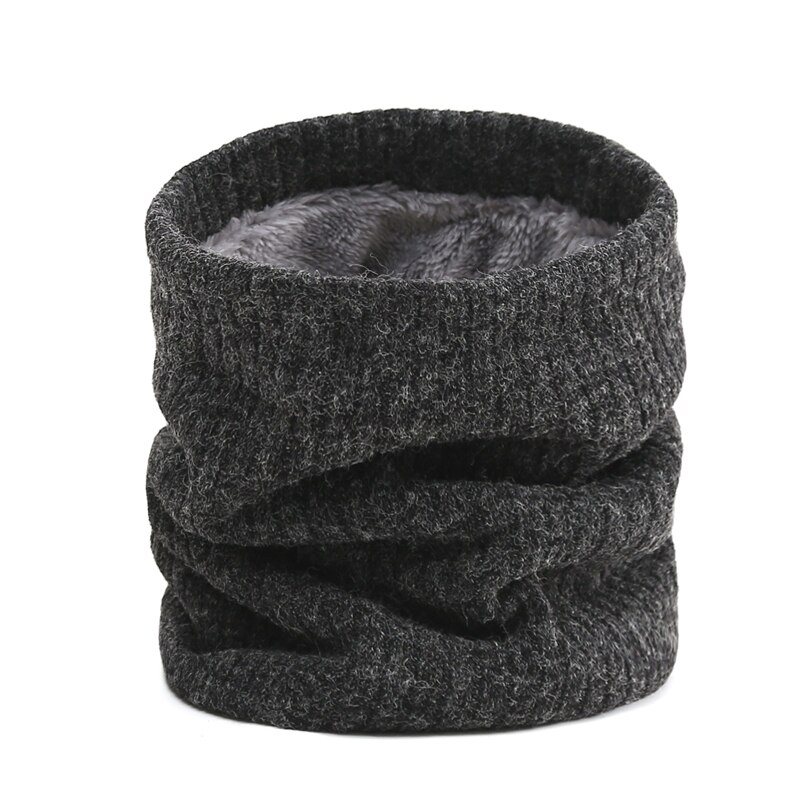 Strik kvinder ring hals tørklæde vinter varm tyk pels bandana bomuld cykel tørklæder unisex mænd cashmere krave wraps: Wb3-11 mørkegrå