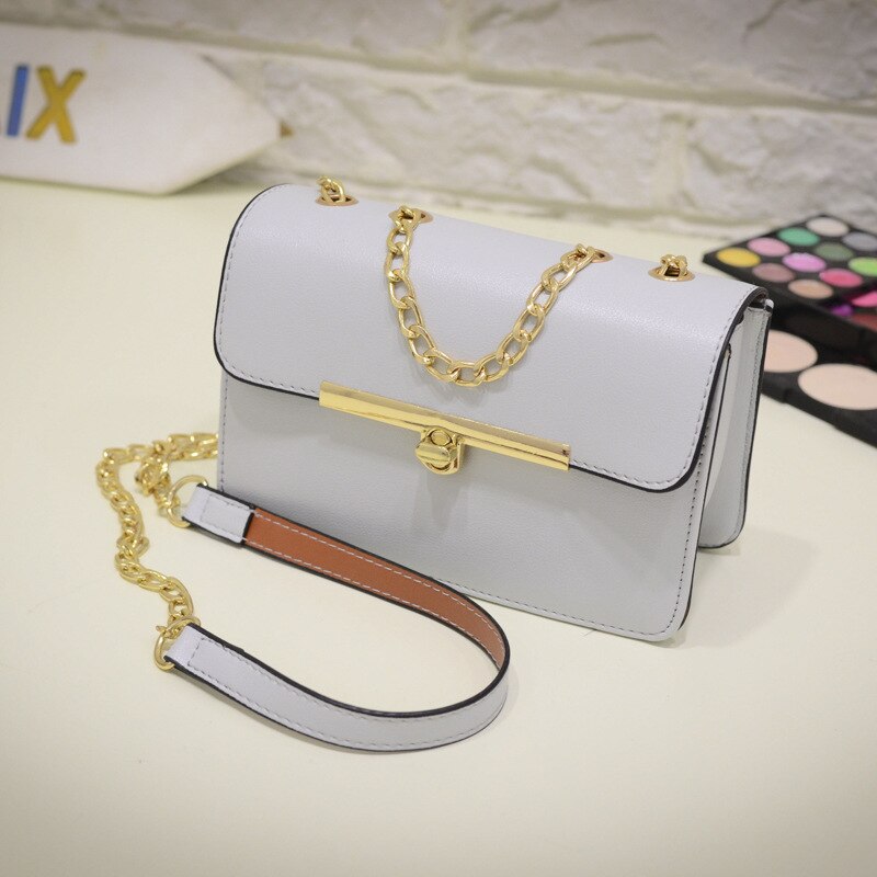 BANKUO Spring Ladies Casual Bag Leather PU Women Vintage Chains Shoulder Bag Girl Crossbody Bag Picnic Shopping Summer X41: Light Grey