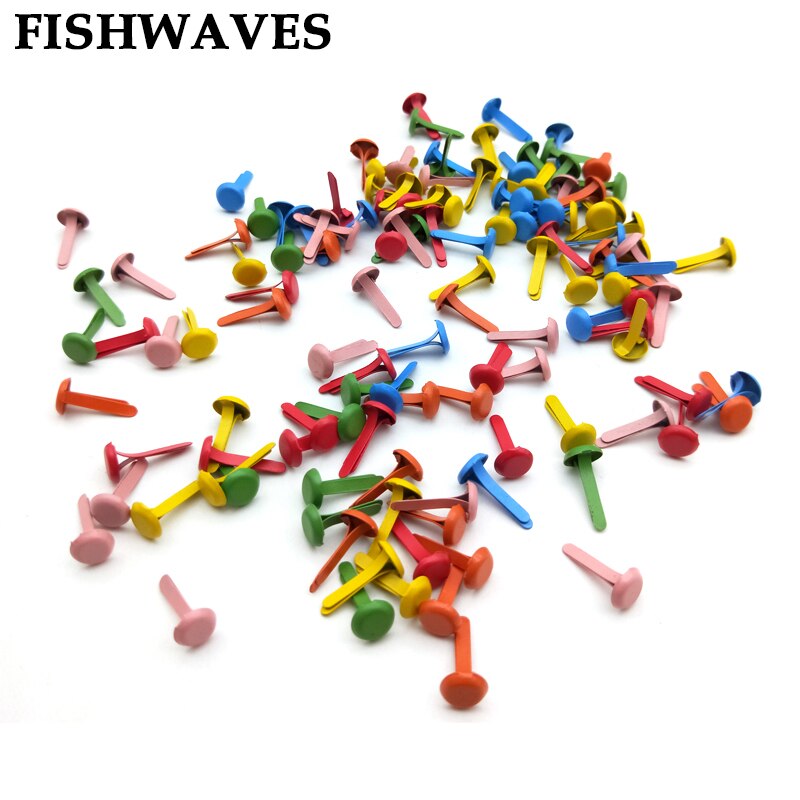 FISHWAVES 100 sztuk mieszać kolorów 6.5mm Brads dla Diy ręcznie robiony album na zdjęcia dekoracje zdobienie Scrapbooking Brads okrągłe metalowe ćwieki