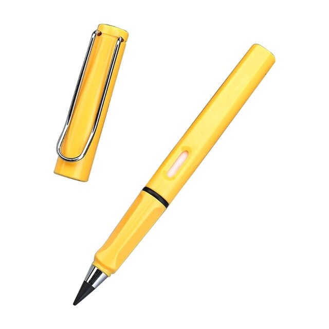 Stylish Replacable Inkless Pencil Portable Inkless Pencil Erasable Signing Pen Reusable Everlasting Pencil No Sharpening: yellow