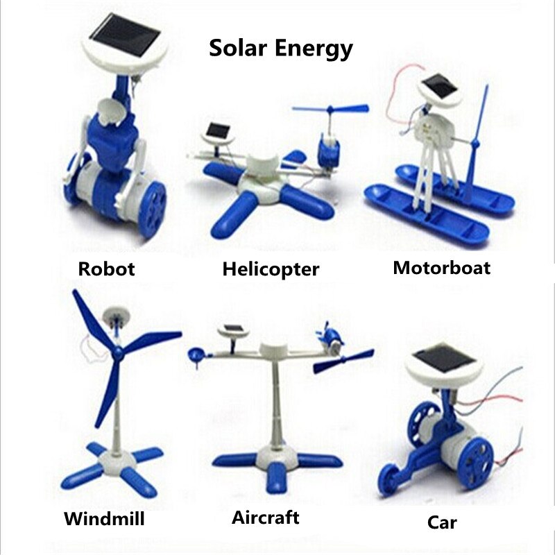 6 in 1 Solar Robot solar kits aircraft windmill car Fantasy equipment DIY science education solar powered toys for children