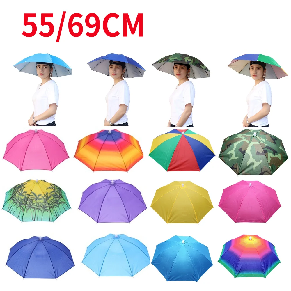 Chapéu De Chuva Guarda-chuva portátil, Anti-UV Sol Sombra, Outdoor Camping Pesca Headwear, Cap Praia, Cabeça Chapéus Acessório, Guarda-chuva