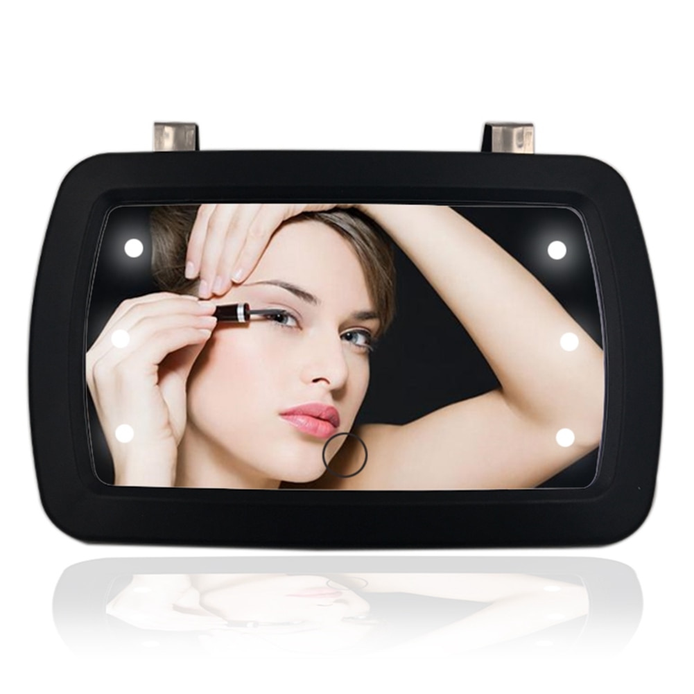 1Pcs Universele Auto-interieur Spiegel LED Touch Schakelaar Make-Up Spiegel Zonneklep Hoge Clear Interieur HD Spiegel 170 * 110mm