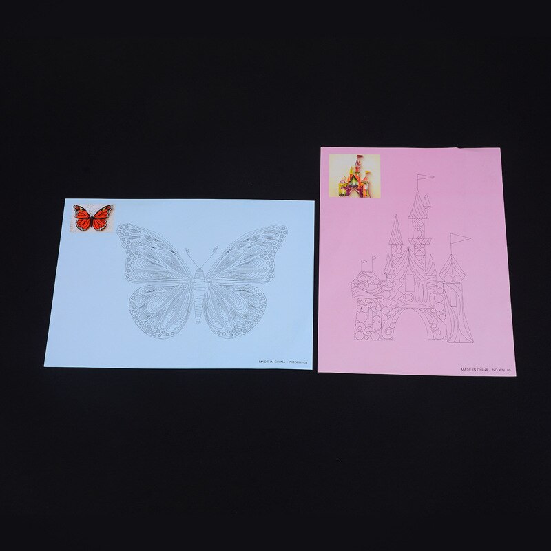 16patterns DIY craft paper Paper Quilling line art paper template 8pcs
