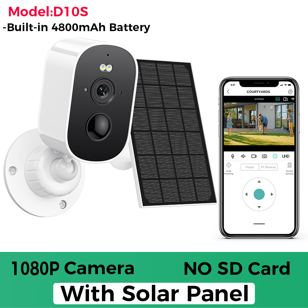 4MP 2K HD caméra solaire sans fil Wifi extérieur 4800mAh batterie WiFi caméra de sécurité IP66 étanche PIR détection humaine ICSEE APP: Beige