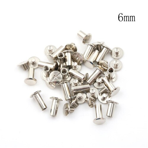10PCS/lot Silver Nickel Plating Nickel Binding Chicago Screws Nail Rivets Photo Album Leather Craft 5x6mm: M5x6mm