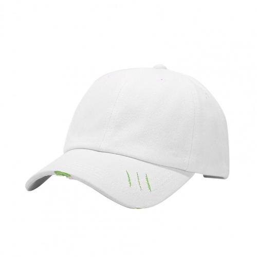 Ripped Baseball Cap Unisex Eenvoudige Verstelbare Outdoor Zonnebrandcrème Eend Hip Hop Hoed: WHITE