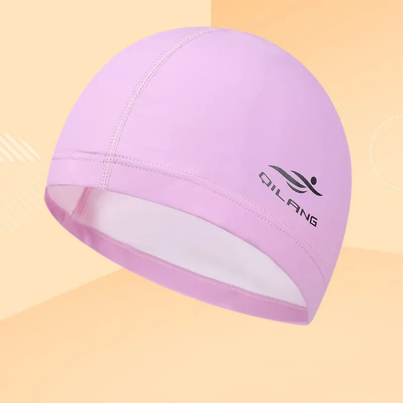 Swimming Caps PU Waterproof Unisex Women Men Swim Hat Stretch Elastic Swimming Pool Accessories Swimming Cap Ear Protection: Burgundy