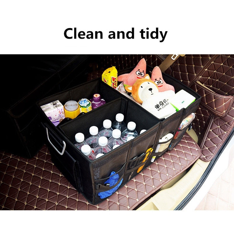 Bil bagagerum arrangør oxford bil tilbage foldbar bærbar opbevaringsværktøj taske multi-brug mad arrangører automatisk sammenklappelig opbevaringsboks