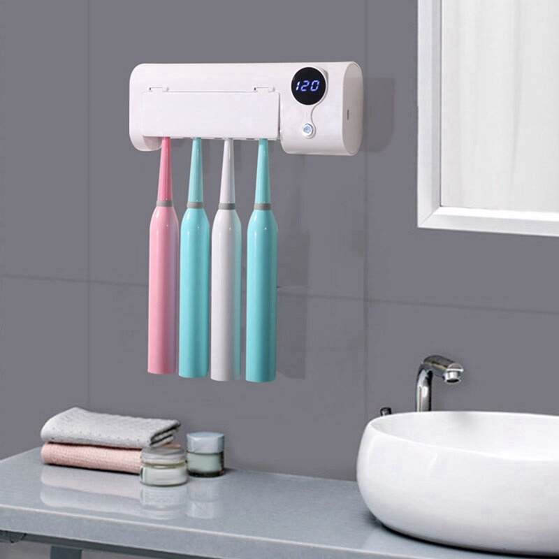 Wall-Mounted Uv Toothbrush Sterilizer Electric Toothbrush with Smart Induction Uv Light Toothbrush Holder Box Toothbrush