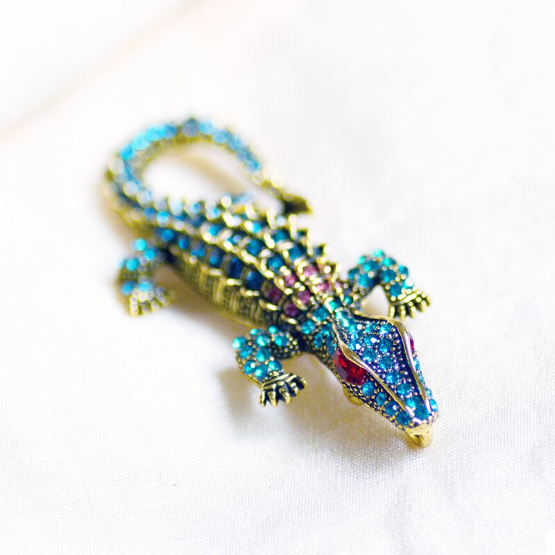 Muylinda Vintage Crocodile Rhinestone Broche Pins Vrouwen Crystal Alligator Animal Broches Sieraden Metalen Broach Vrouwelijke