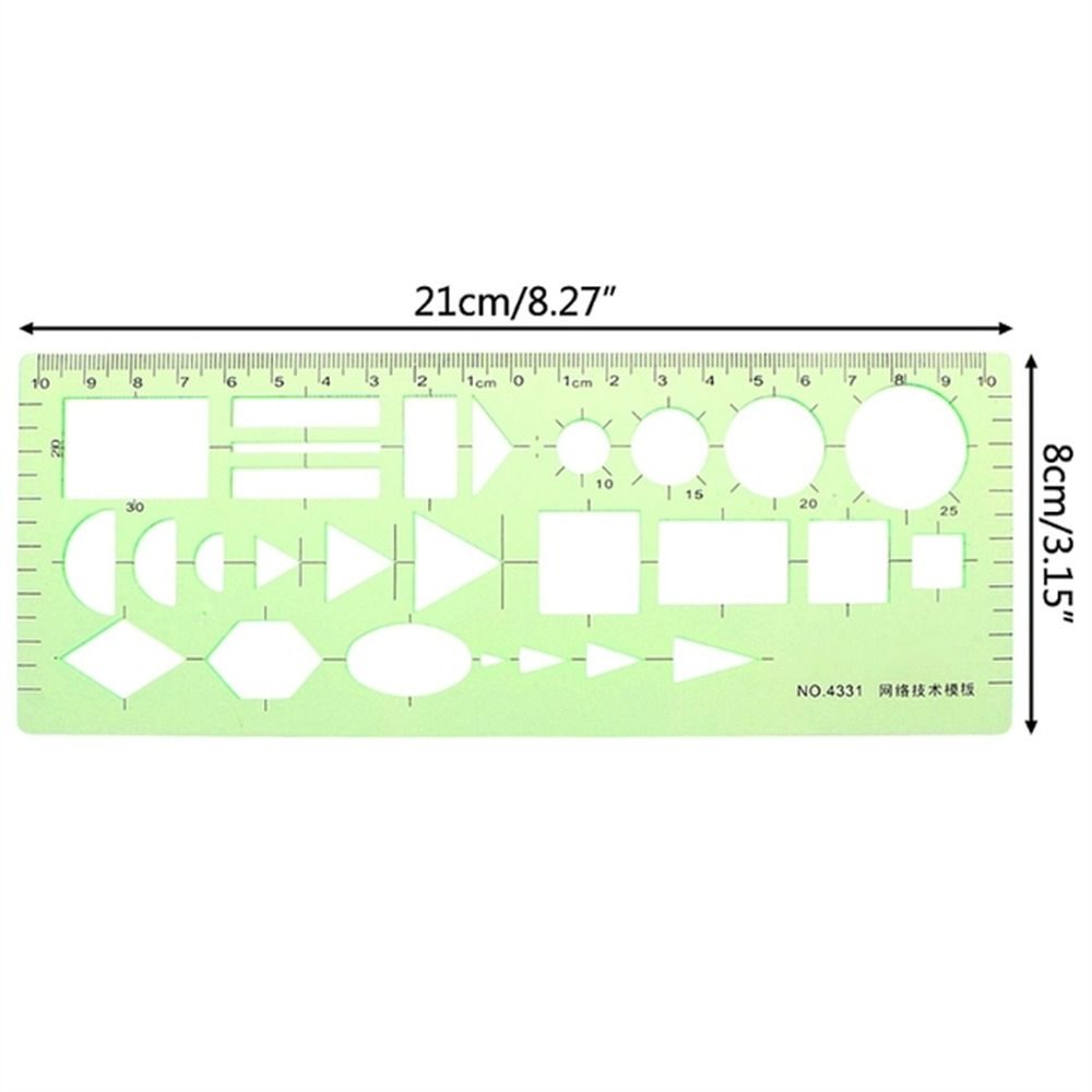 17 Styles Rulers Green Plastic Circles Geometric Template Ruler Stencil Measuring Tool Stationery Students Drawing Curve Ruler: Clear