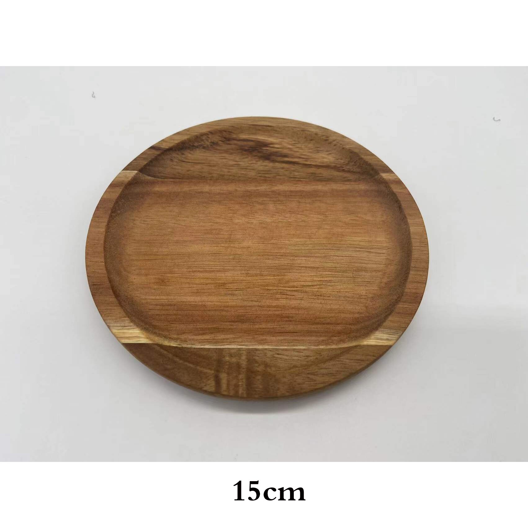Japanese-style acacia wood high-footed cake stand solid wood dessert plate serving tray living room fruit snacks wooden plate: plate-15cm