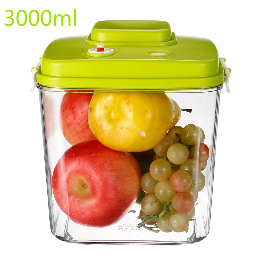Vacuum Containers Vacuum Preservation Large Capacity Food Vacuum Storage Box Square Plastic Containers 500ML 1400ml 3000ML: 3000ml