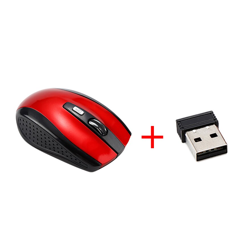 1600 DPI USB Optical Wireless Computer Mouse 2.4G Receiver Super Slim Mouse For Laptop PC Computer USB Receiver: red