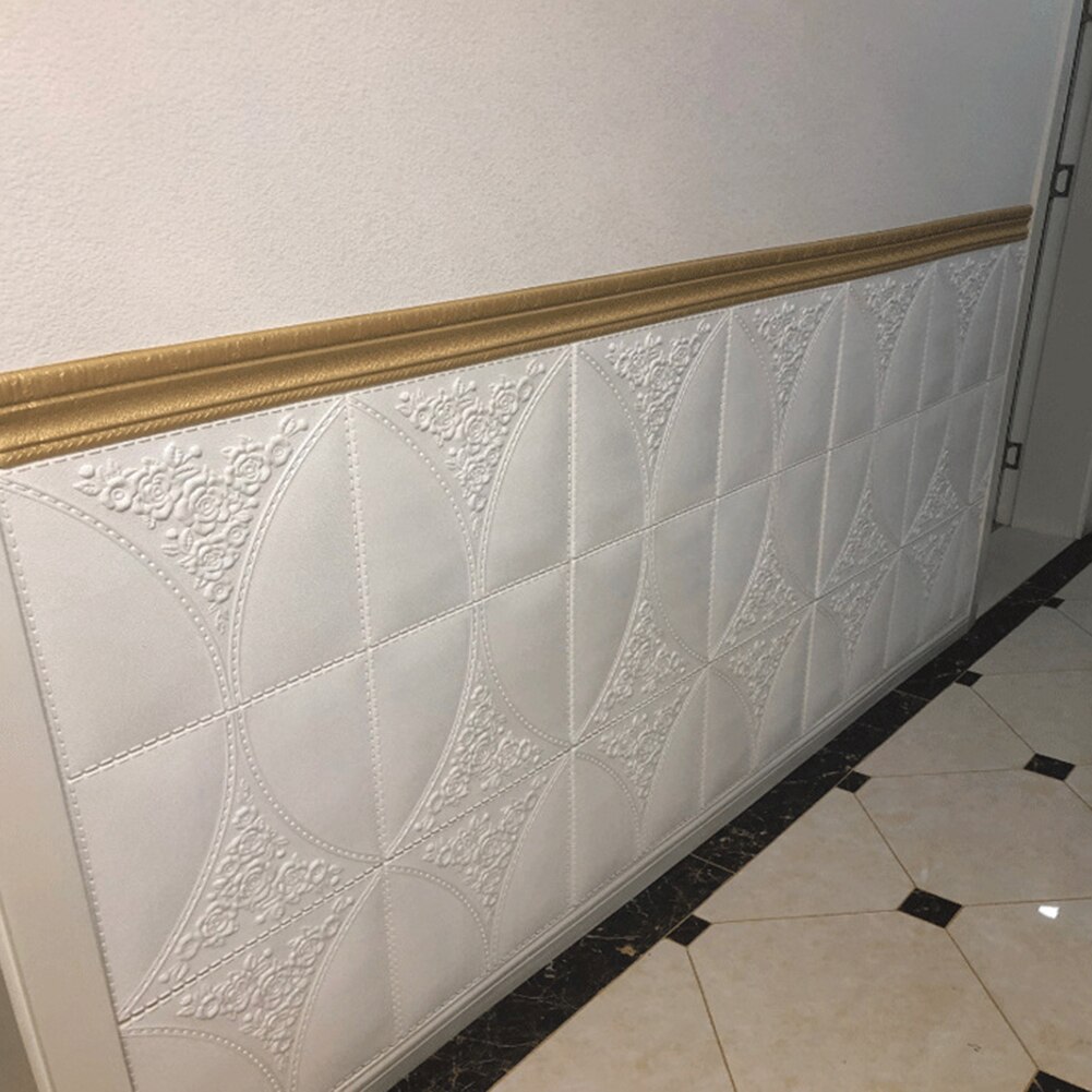 Home 3D Self-adhesive Decorative Wall Molding Skirting Line Mural Border Sticker