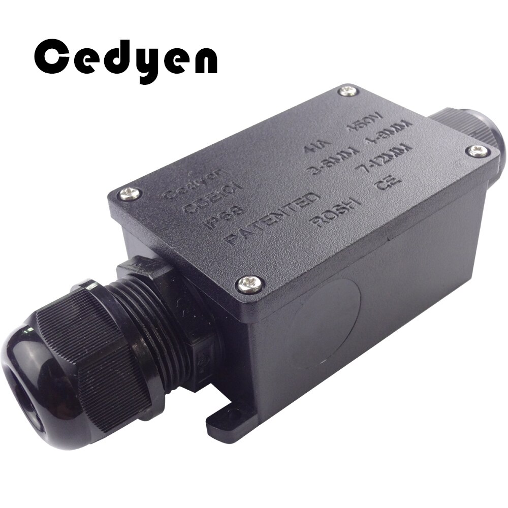 IP68 Outdoor Waterdichte Connector Terminal Junction Box 1-In-2-Out Kabel Plastic Distributie Elektrische Case Black voor Verlichting