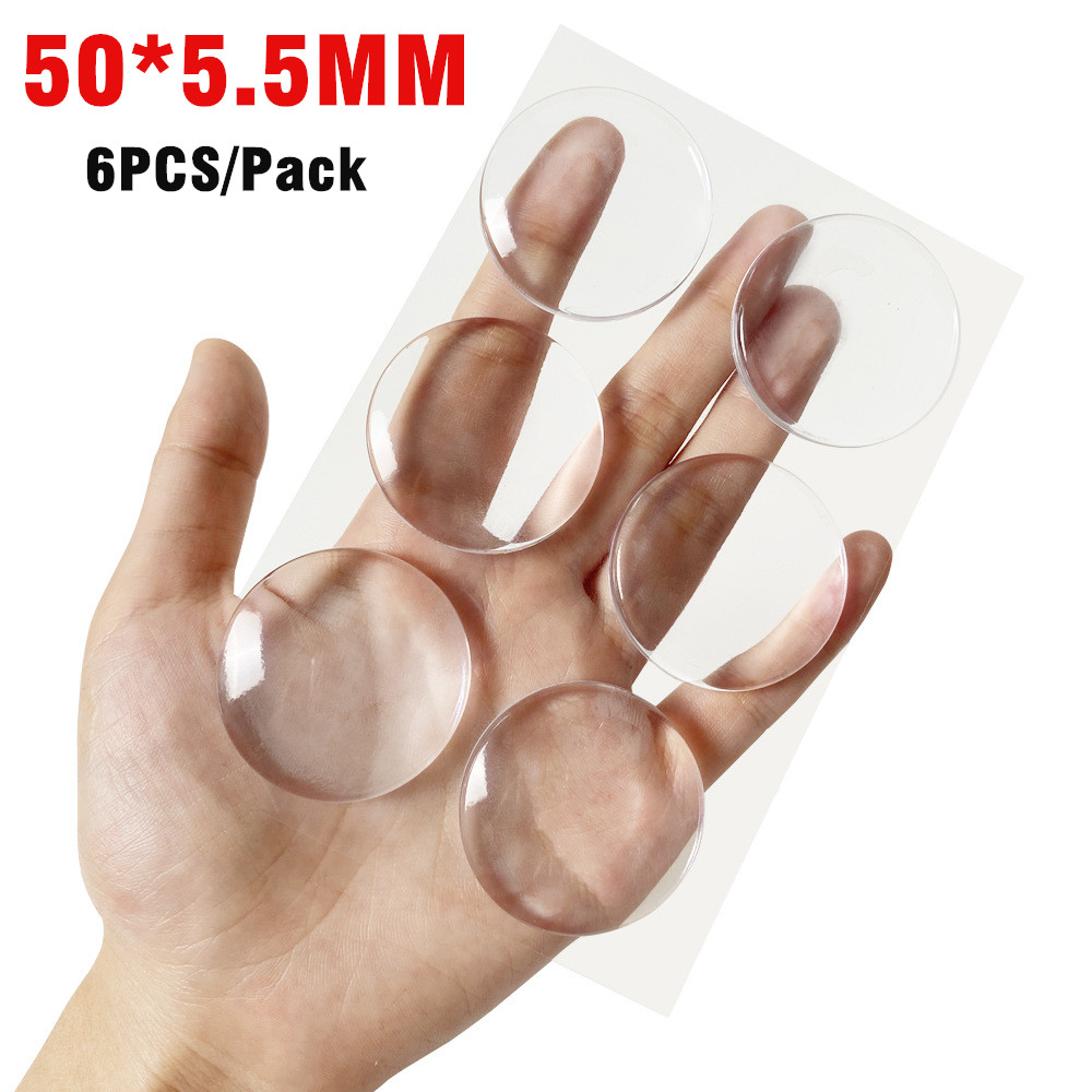 6pcs Self-adhesive Transparent Soft Silicone Wall Protector Round Doors Stop Muffler Non-slip Door Handle Bumper Protective Plug: black
